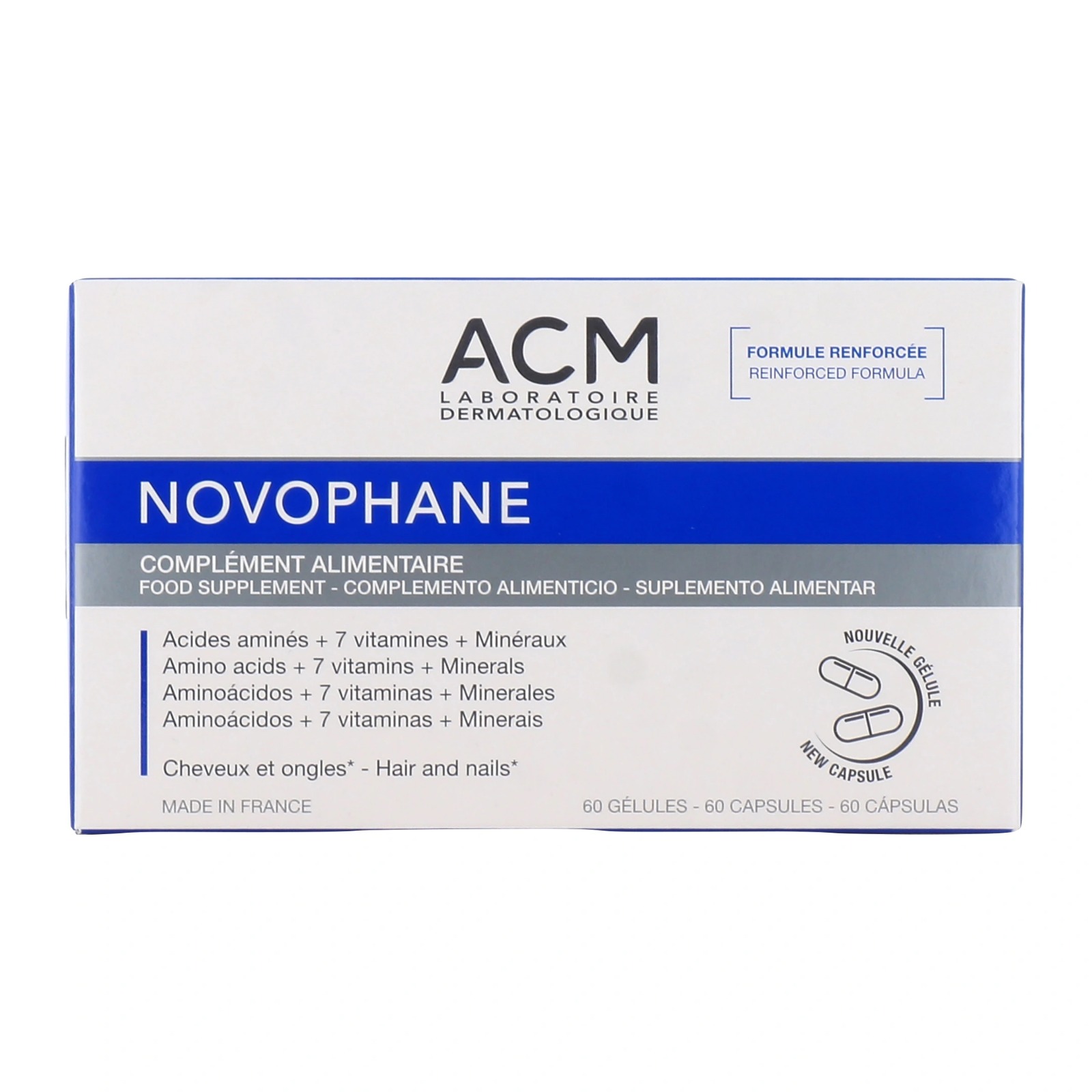 ACM - Novophane Capsules, Food Supplement For Hair & Nail Growth, Pack of 60's